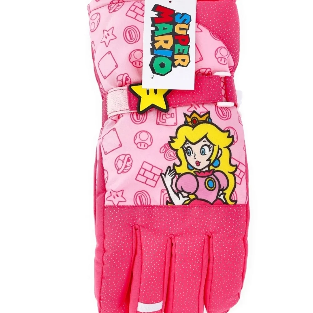 Super Mario Princess Peach Girls Ski Gloves,